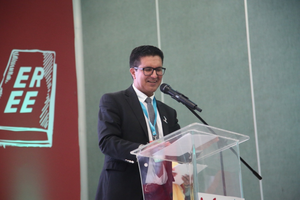 Carlos Henríquez, coordinador del Laboratorio Latinoamericano de Evaluación de la Calidad de Educación (LLECE) de Unesco, durante el evento que fue organizado por el ICFES.