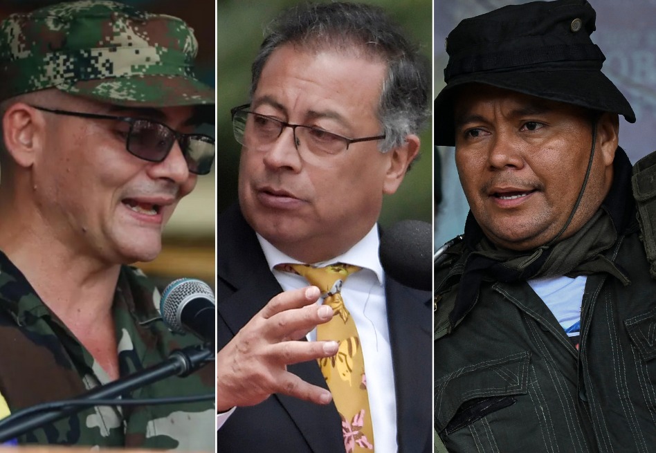 Calarcá Córdoba (der.) comanda los frentes disidentes que siguen negociando con el presidente Petro, mientras que Iván Mordisco (izq.) abandonó los diálogos de paz.