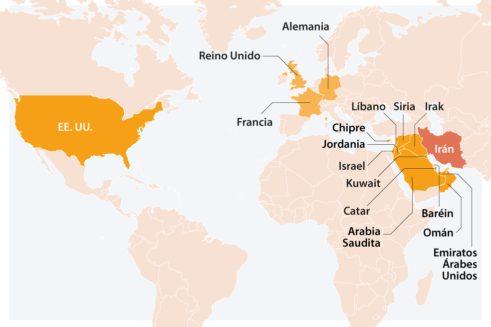 Estados Unidos se unió a Israel para atacar a Irán. Tras la respuesta militar de la República Islámica en países del golfo, Alemania, Reino Unido y Francia han dicho que están listos para llevar a cabo ataques defensivos.