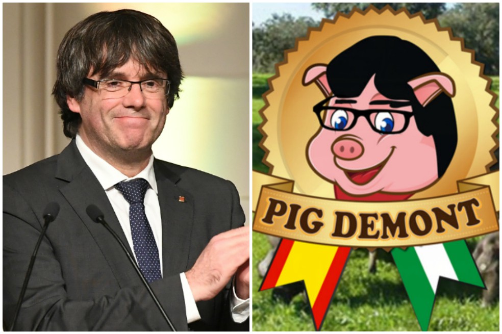 Puigdemont denuncia el logotipo de una marca de jamones por su parecido