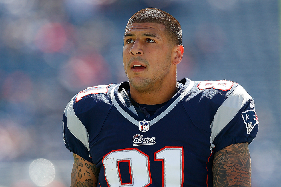 Aaron Josef Hernández, exjugador de fútbol americano, cuando se desempeñaba en los New England Patriots. / AFP