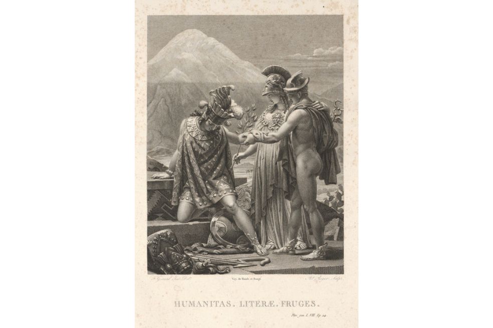 El grabado de François Gérard, creado como frontspicio para el Atlas de Humboldt, está enmarcado dentro del estilo neoclásico.