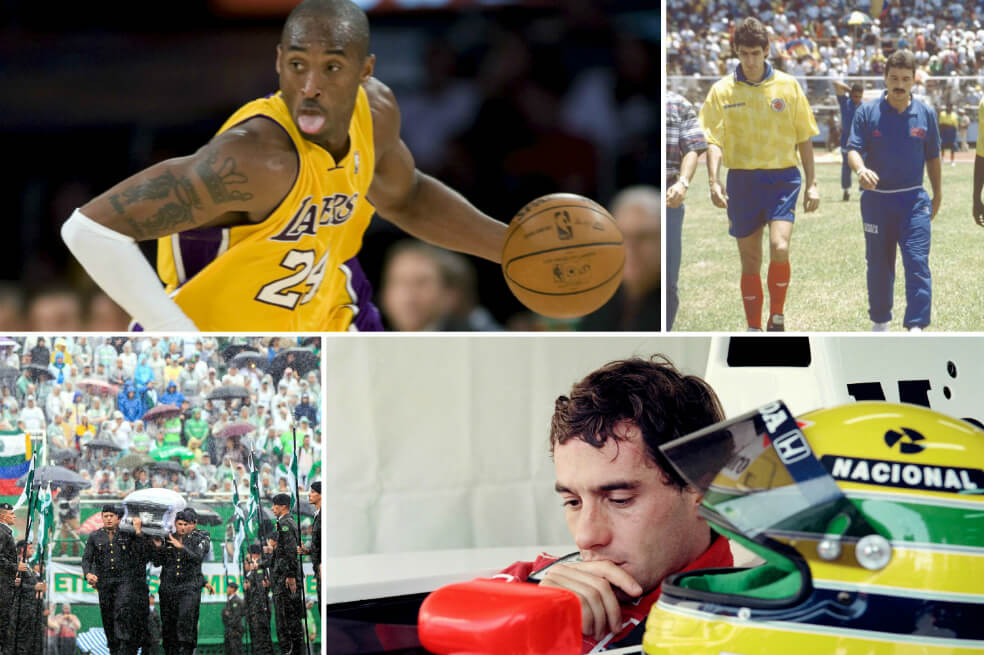 Kobe Bryant, Ayrton Senna, Andrés Escobar y el Chapecoense, gloria y tragedia en el deporte. / EFE/AFP/Archivo El Espectador