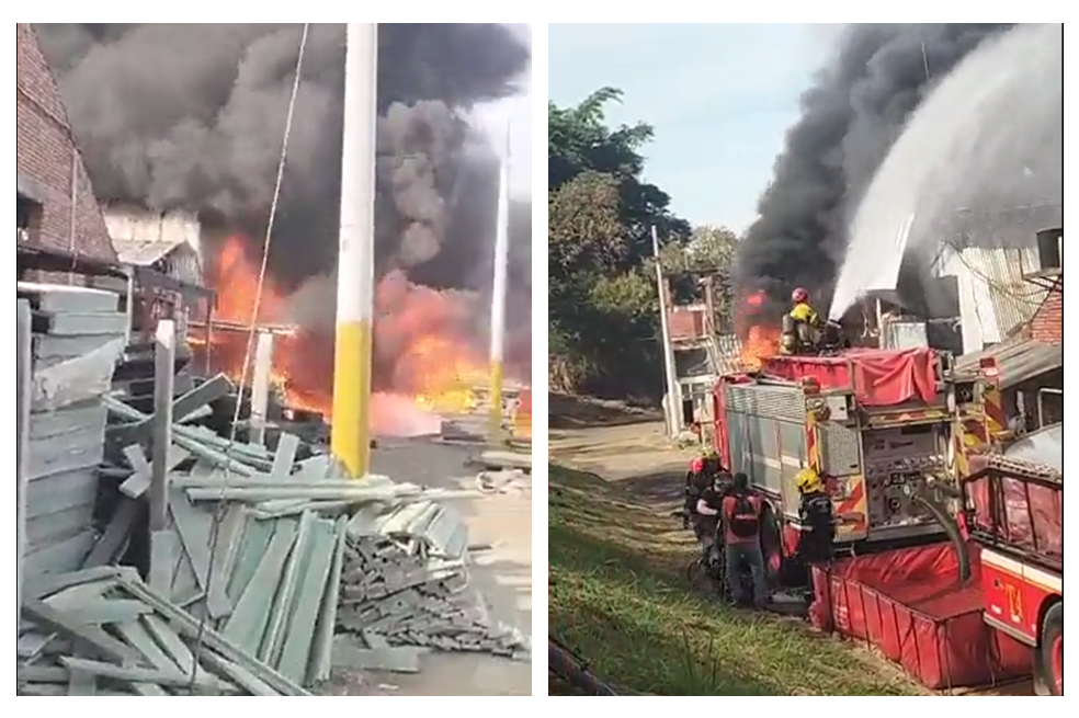 Incendio en bodega de plástico  generó emergencia en zona industrial en Cali