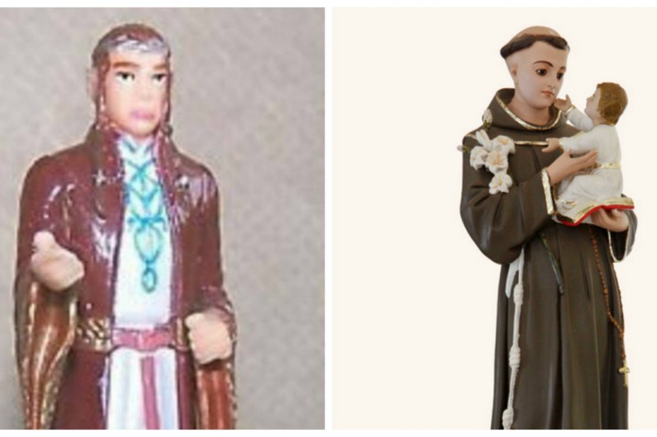 Bisabuela le reza a una imagen equivocada de San Antonio, en Brasil