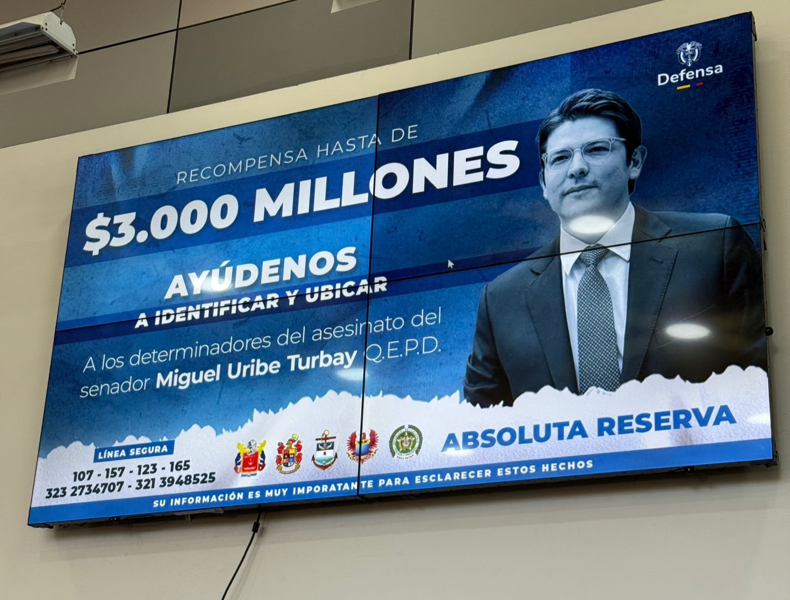 Mindefensa reitera recompensa de $3.000 millones en caso de Miguel Uribe