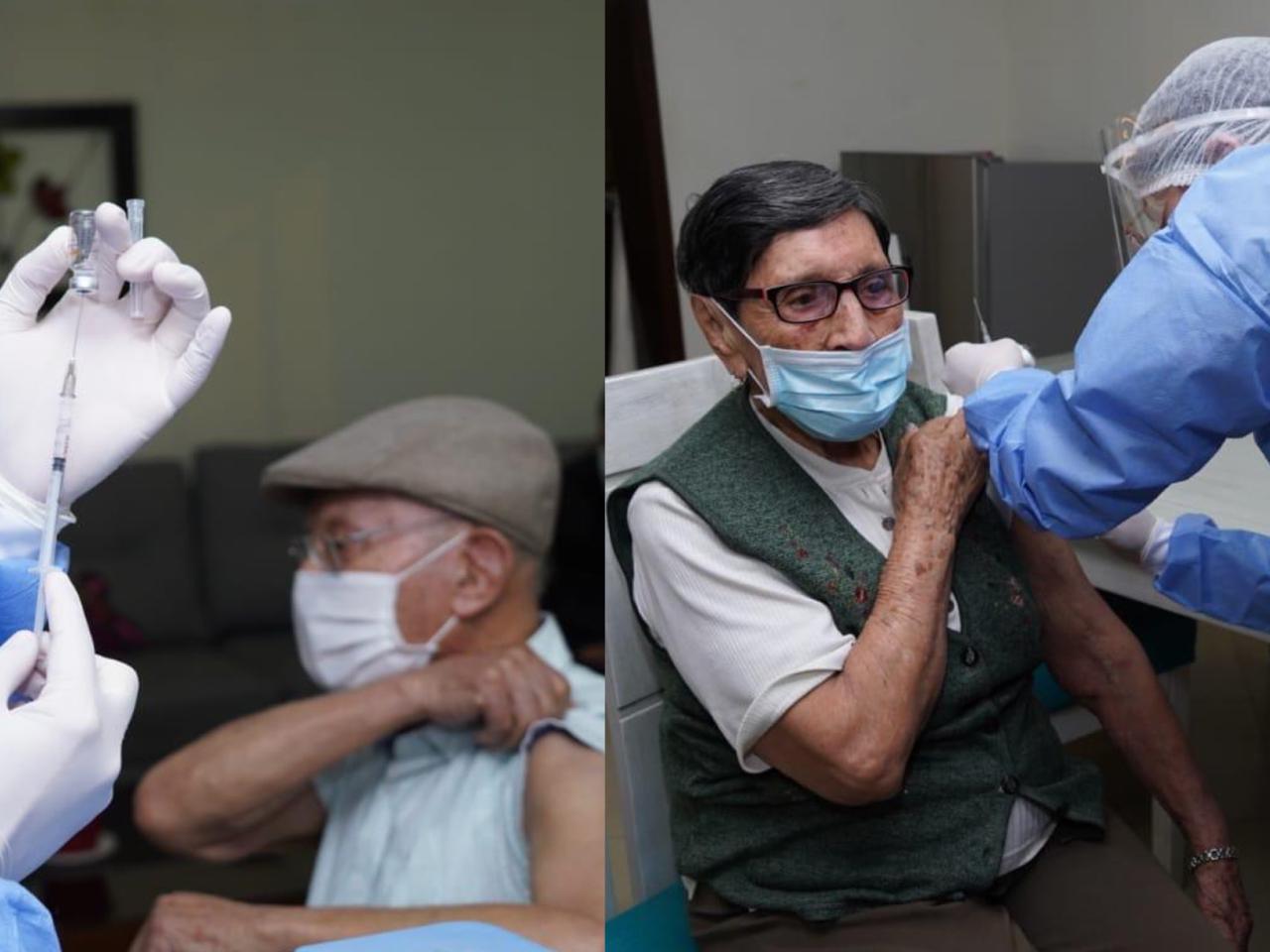 Don Carlos y doña Elvira, los primeros adultos mayores en ser vacunados en Bogotá