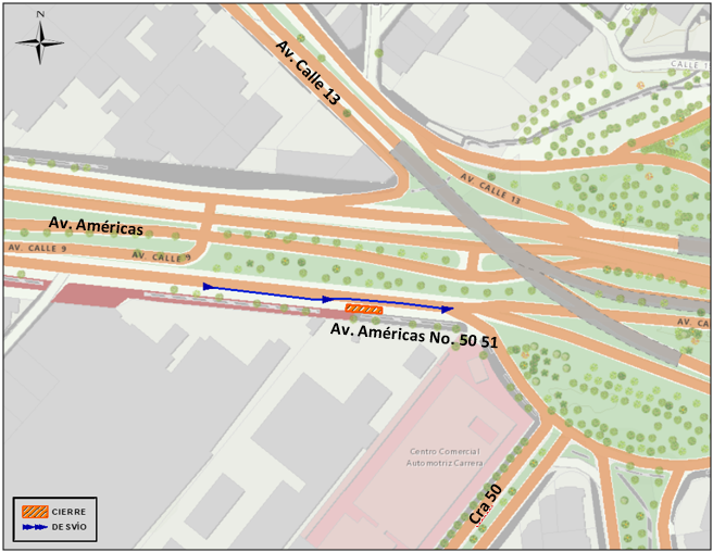 Cierre de un carril sentido occidente oriente.