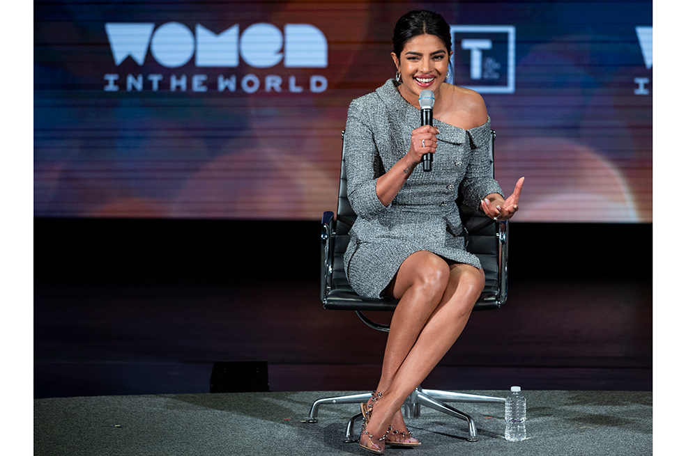 Priyanka Chopra Durante la cumbre "Mujeres en el Mundo" en Nueva York.AFP
