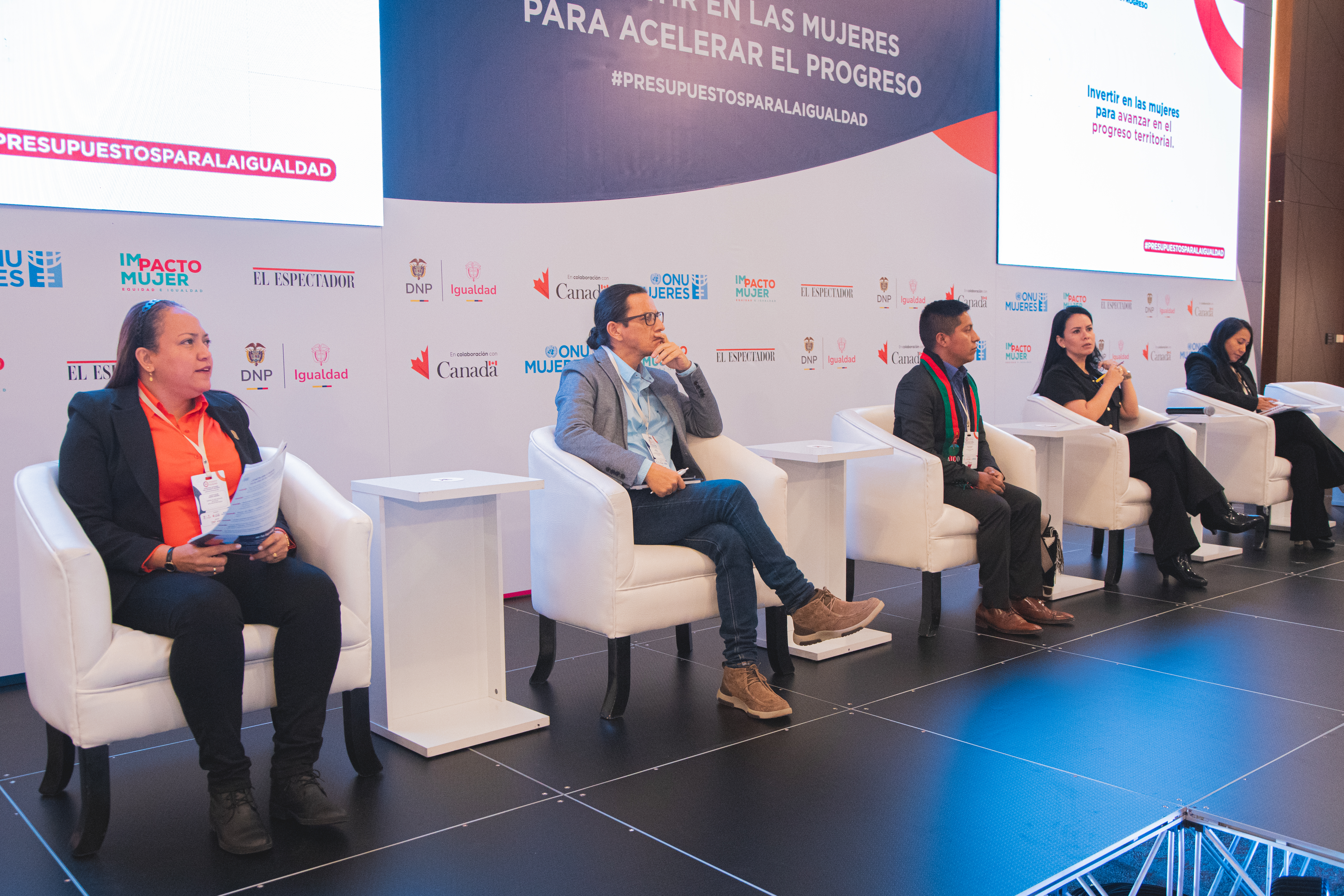 Zulema Zapata, diputada de Antioquia; Camilo Rey Sabogal, secretario distrital de Planeación de la Alcaldía de Cartagena; Héctor Andrés Tapie Alpala, alcalde de Cumbal; Gloria María Calderón León, secretaria de la Mujer, la Familia y la Equidad de Género de la Gobernación del Meta; y Dubby Alejandra Orejuela, concejala de Santander de Quilichao.