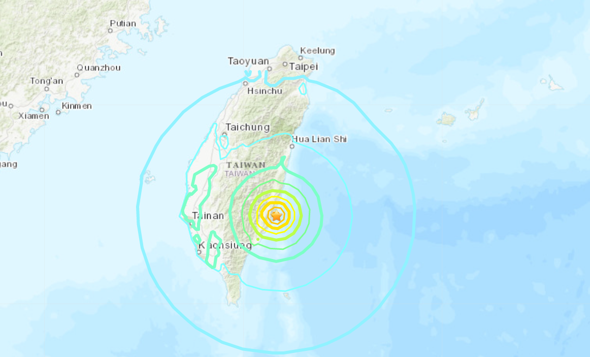 Un sismo de magnitud 6,6 sacude la costa este de Taiwán