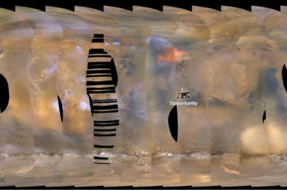 Una tormenta sin precedentes amenaza al rover Opportunity en Marte