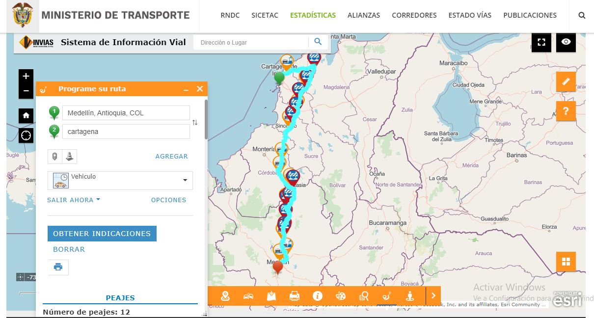 Sistema de Información Vial - aplicativo web Ministerio de Transporte.