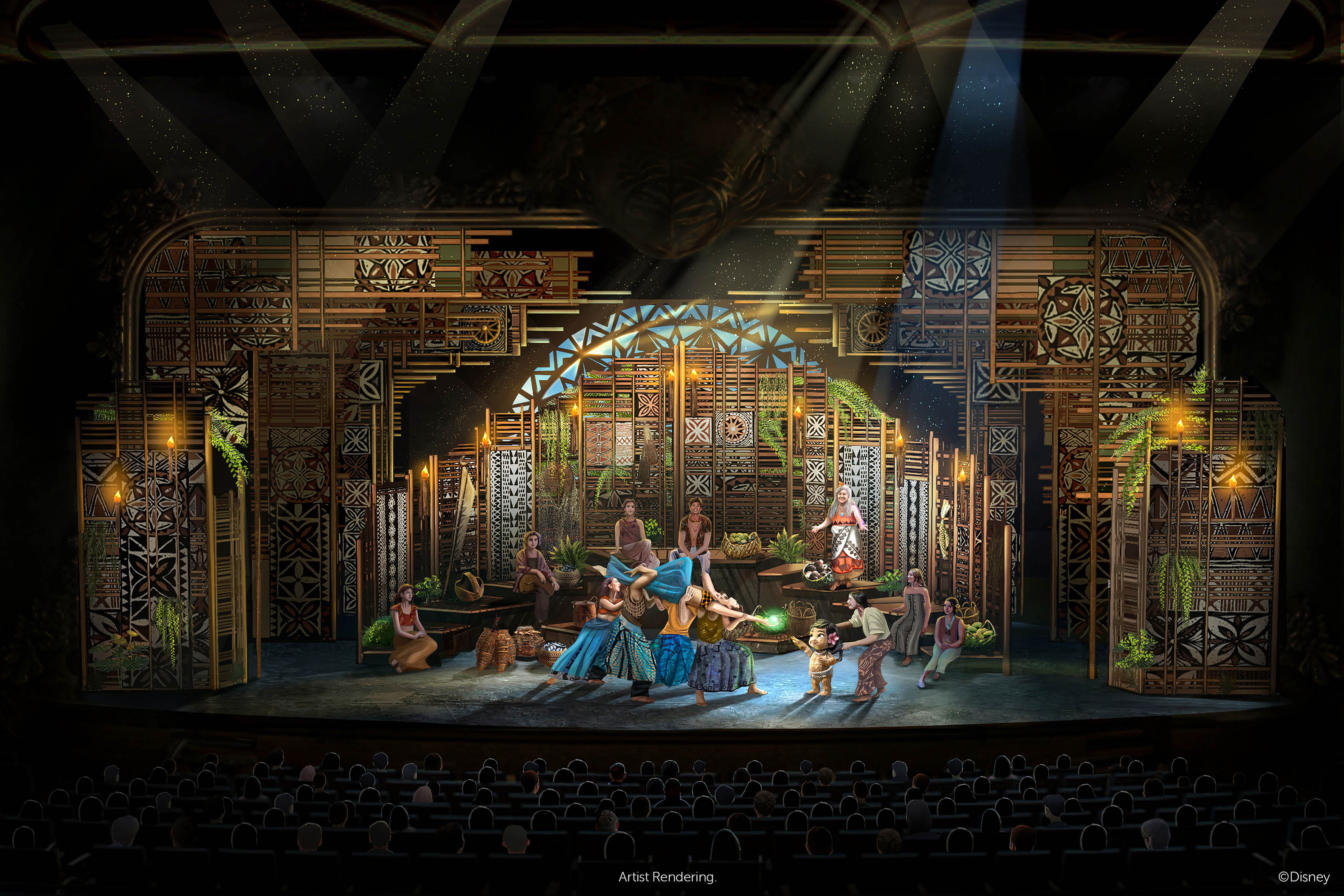 "Disney The Tale of Moana" se unirá a la gran variedad de los espectáculos favoritos de The Walt Disney Theatre a bordo del Disney Treasure, como "La Bella y la Bestia" y "Disney Seas the Adventure".