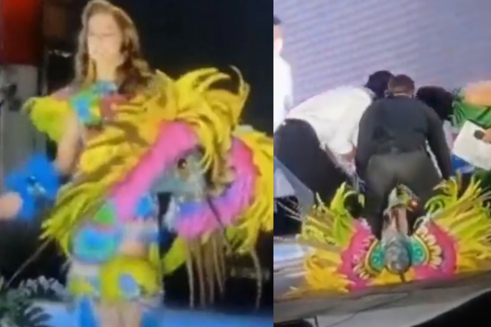 Imágenes impactantes: candidata a reinado se electrocutó en pleno escenario