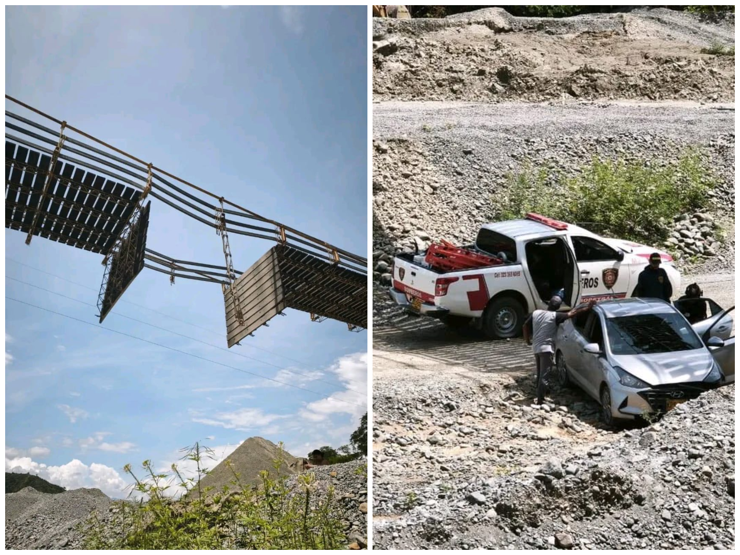 Tres personas resultaron heridas tras colapso de puente en Sopetrán, Antioquia