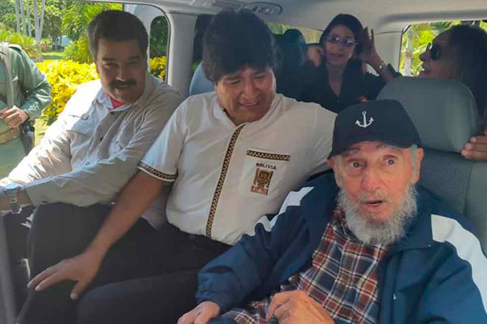 Fidel Castro reapareció en público con Nicolás Maduro y Evo Morales