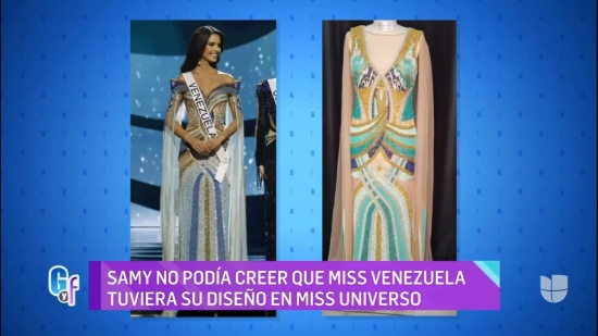 El diseñador Samy Gicherman denunció a la modelo por plagio de un vestido de su creación.
