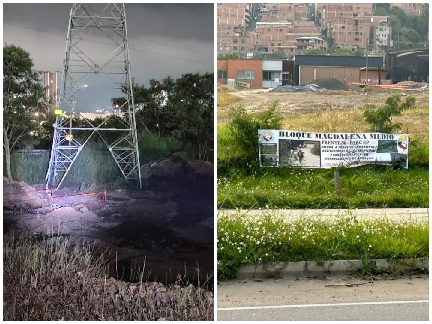 Atacaron torre de energía de EPM en Bello; dejaron bandera de disidencias