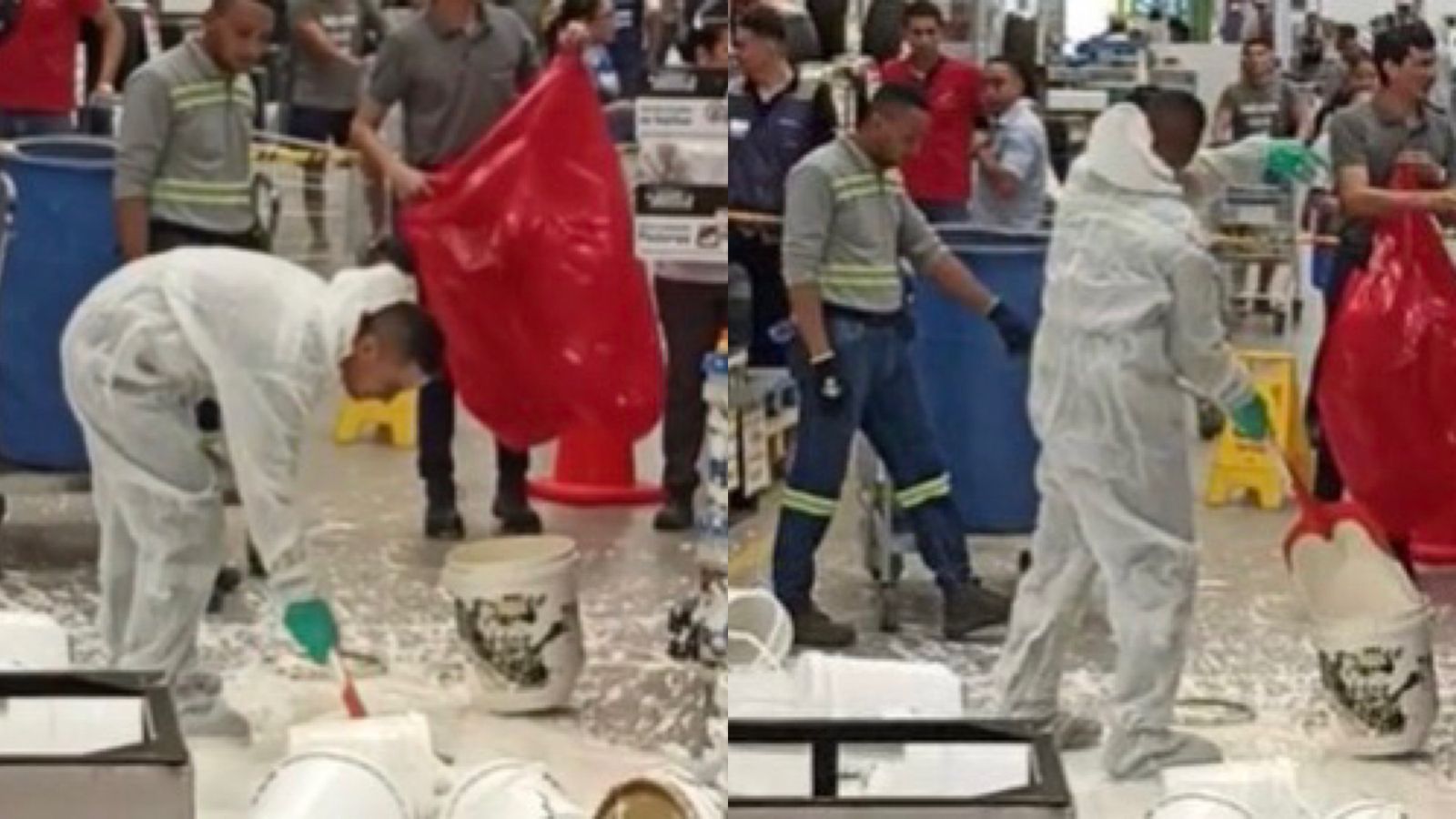 Trabajador de Homecenter se hace viral tras armar un desastre con pintura (video)