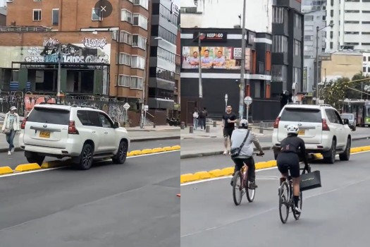 Conductor transitando en entre el carril exclusivo de la ciclorruta y la ciclovía de la carrera Séptima