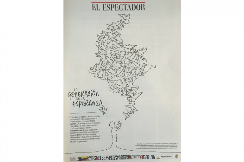 Portada de El Espectador del 15 de marzo de 2016, día en que el diario más antiguo de Colombia celebró sus 129 años de historia.