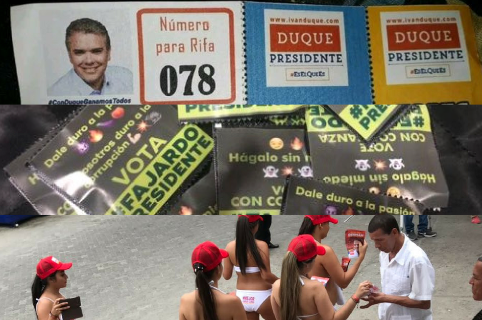 Condones, rifas y mujeres en bikini en la campaña presidencial