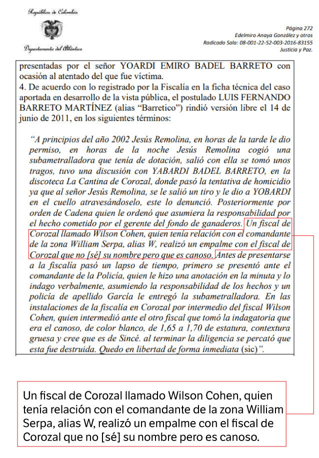 Facsímil del Tribunal Superior de Barranquilla.