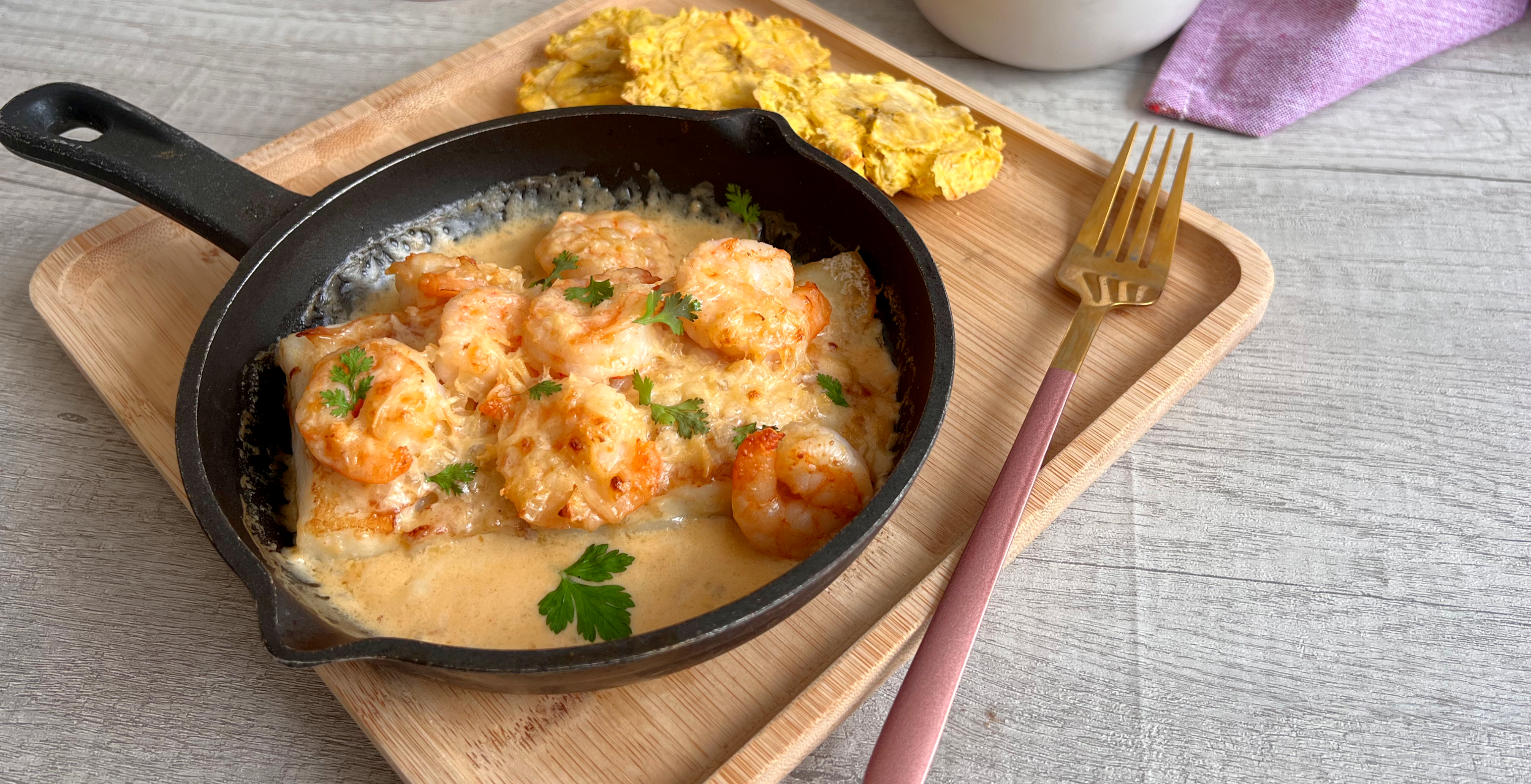 Receta: róbalo en salsa de camarones