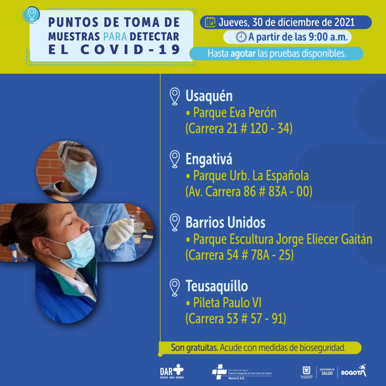 Pruebas covid-19 en el norte de Bogotá.