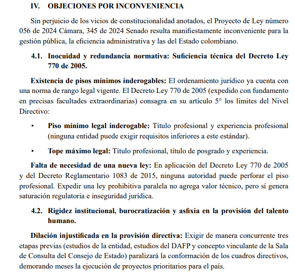 Fragmento de la justificación por la que se objeta la ley.