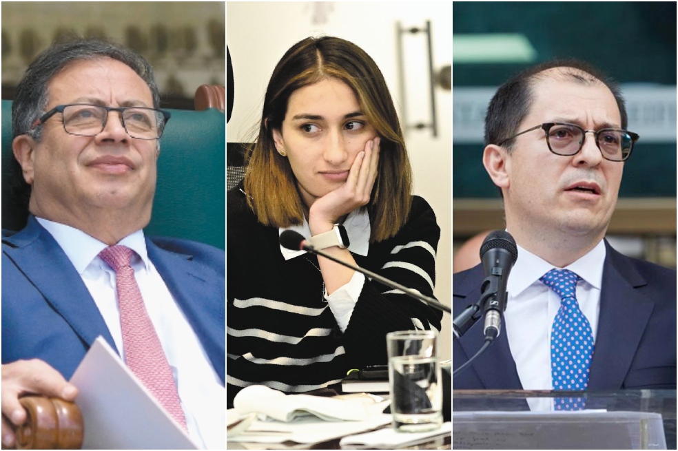 El presidente Gustavo Petro, la exjefa de gabinete Laura Sarabia y el fiscal Francisco Barbosa.