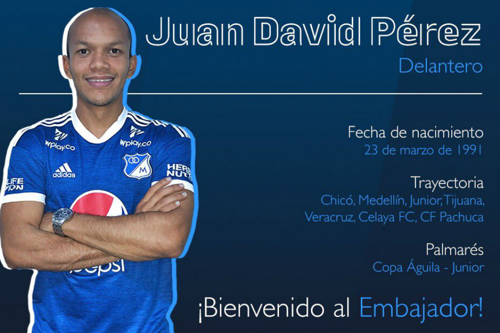 Juan David Pérez es nuevo delantero de Millonarios