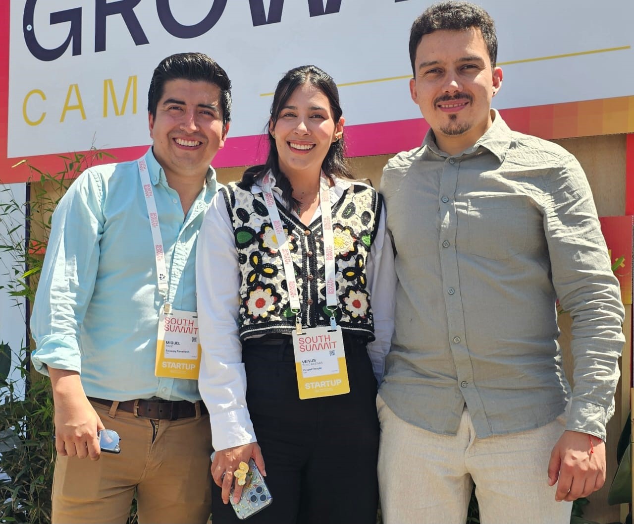 Miguel Páez, de Escappy; Venus Toro, de Propel People; y Felipe Teneche, de Xertify.