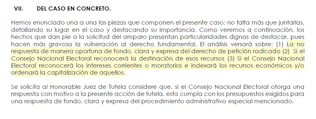 Partidos políticos presentaron una tutela contra el CNE por no pagar la reposición de los votos ni responder a un derecho de petición.