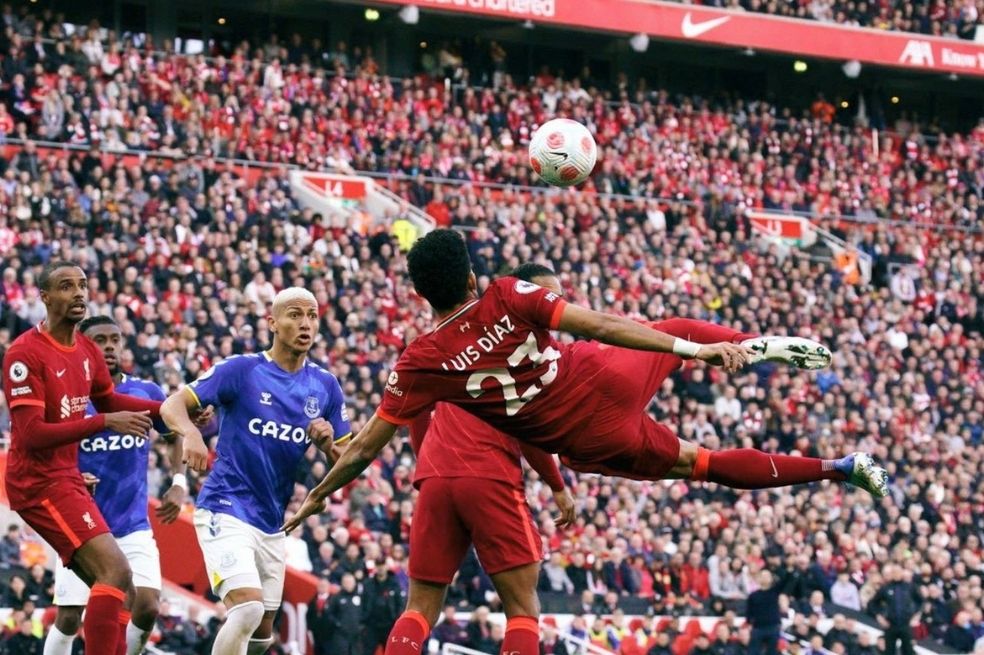 La asistencia de Luis Díaz este domingo con Liverpool // Twitter - Liverpool