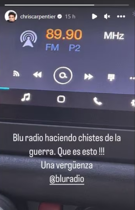 Chris Carpentier enfurecido con Blu Radio