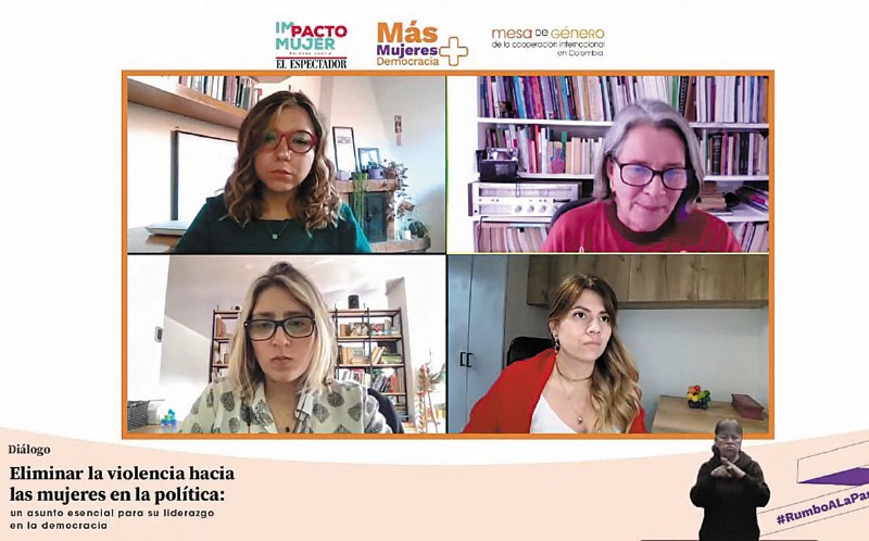 De izq. a der.: Luisa Salazar, oficial de Género de la MOE; Beatriz Quintero, directora de la Red Nacional de Mujeres; Ángela Rodríguez, directora del Instituto Holandés para la Democracia Multipartidaria; Catalina Moreno, coordinadora de Inclusión Social de la Fundación Karisma.  