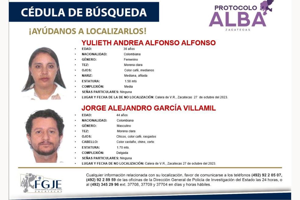 Angustia en México: desaparece una familia de colombianos en Zacatecas