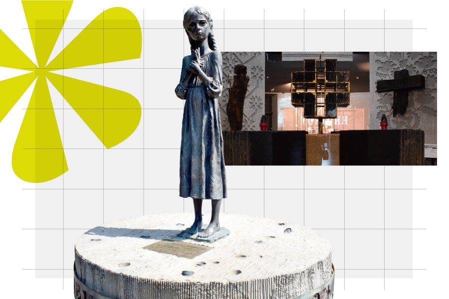 Estatua de una niña a la entrada del Museo Nacional del Holodomor, en Kiev.