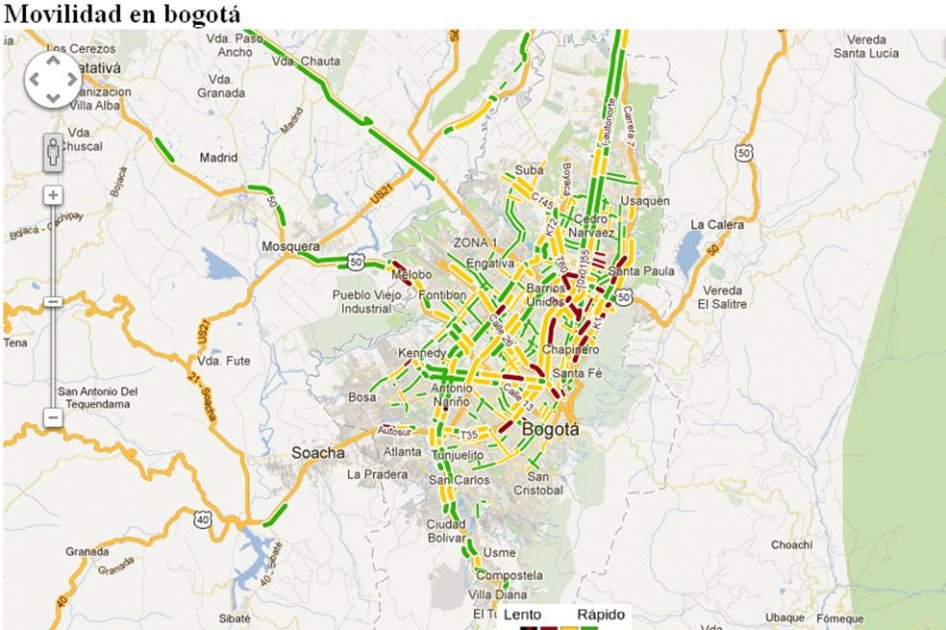 Tráfico vehicular en tiempo real en El Espectador
