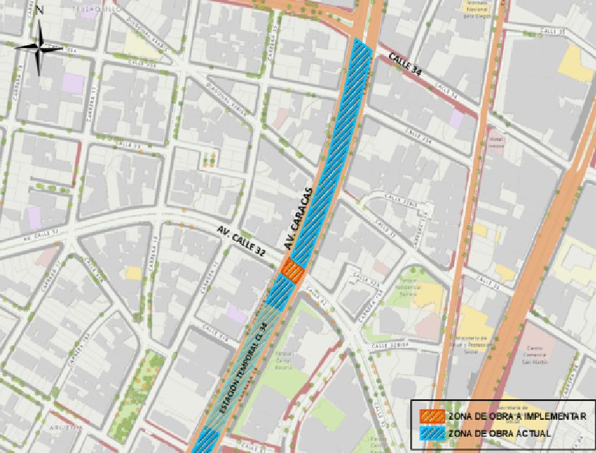 Mapa general del cierre en Av. calle 32 con Av. Caracas.