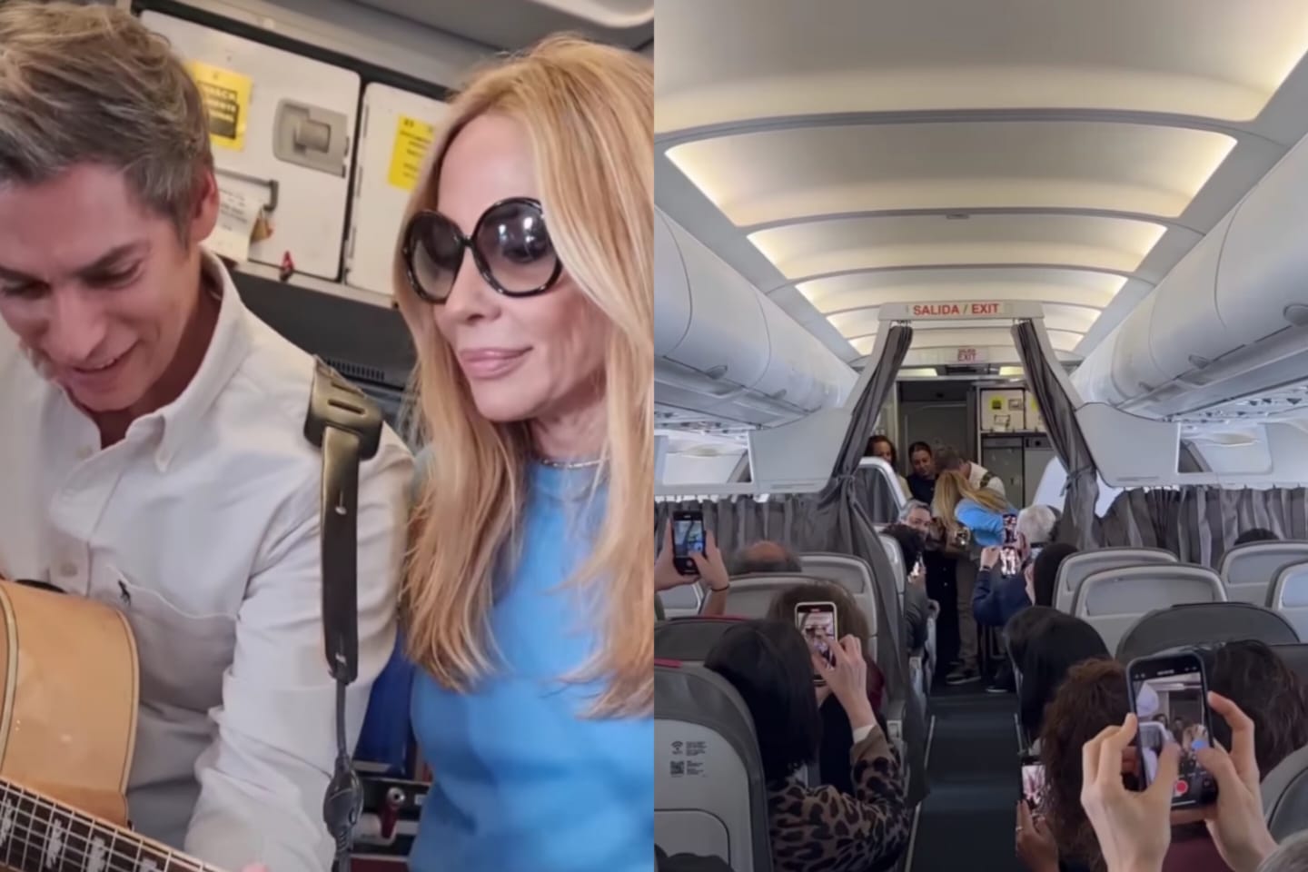 Carlos Baute y Marta Sánchez cantaron en pleno vuelo para calmar a los pasajeros