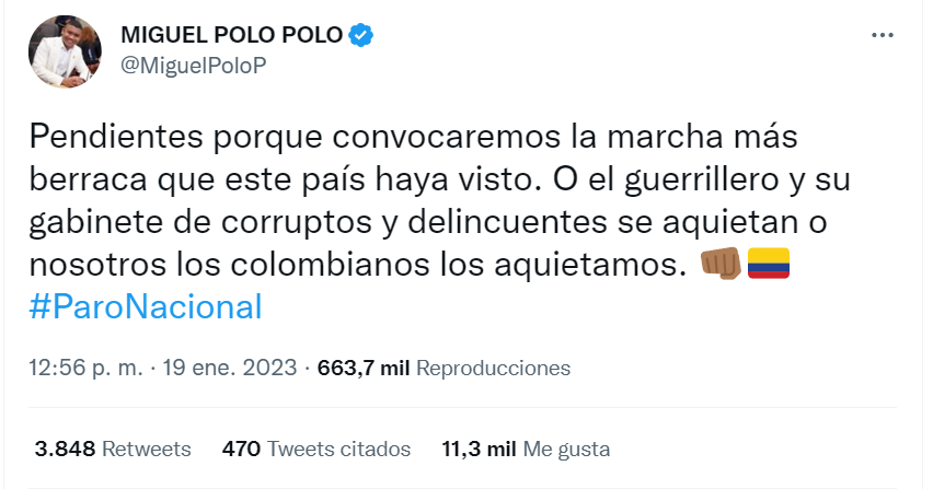 Tweet de Miguel Polo Polo.