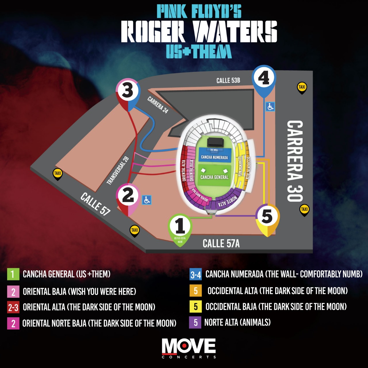 Plano del concierto de Roger Waters en Bogotá.Cortesía