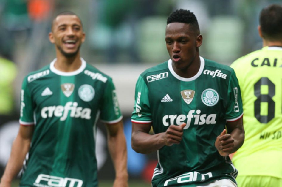 Yerri Mina marcó en la victoria de Palmeiras, que se mantiene líder en Brasil