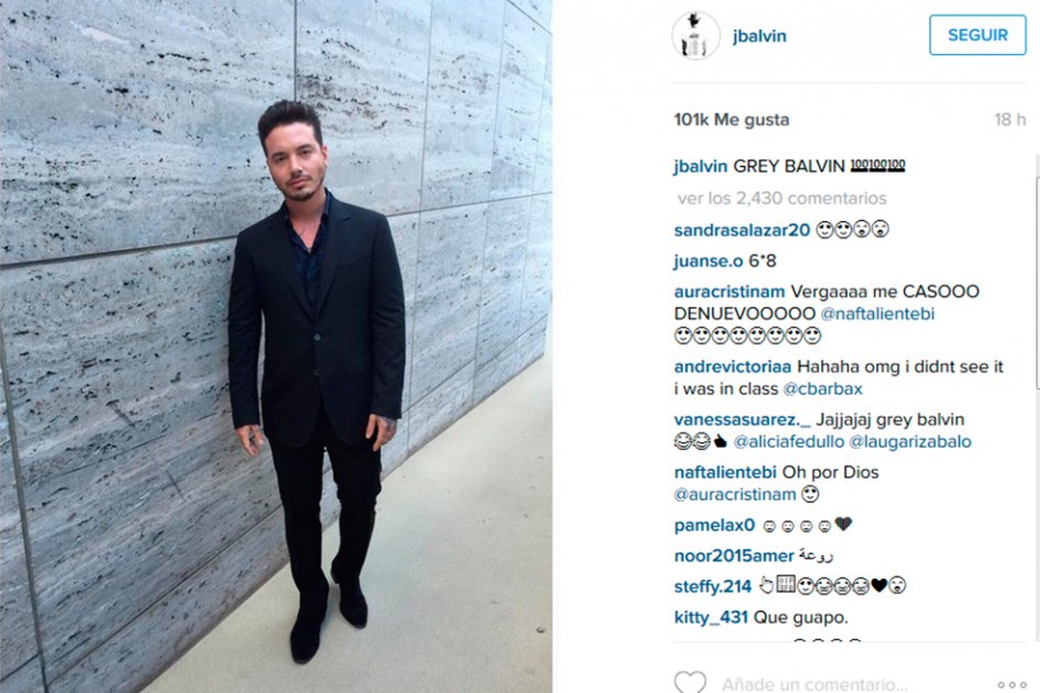 J Balvin se compara con Christian Grey