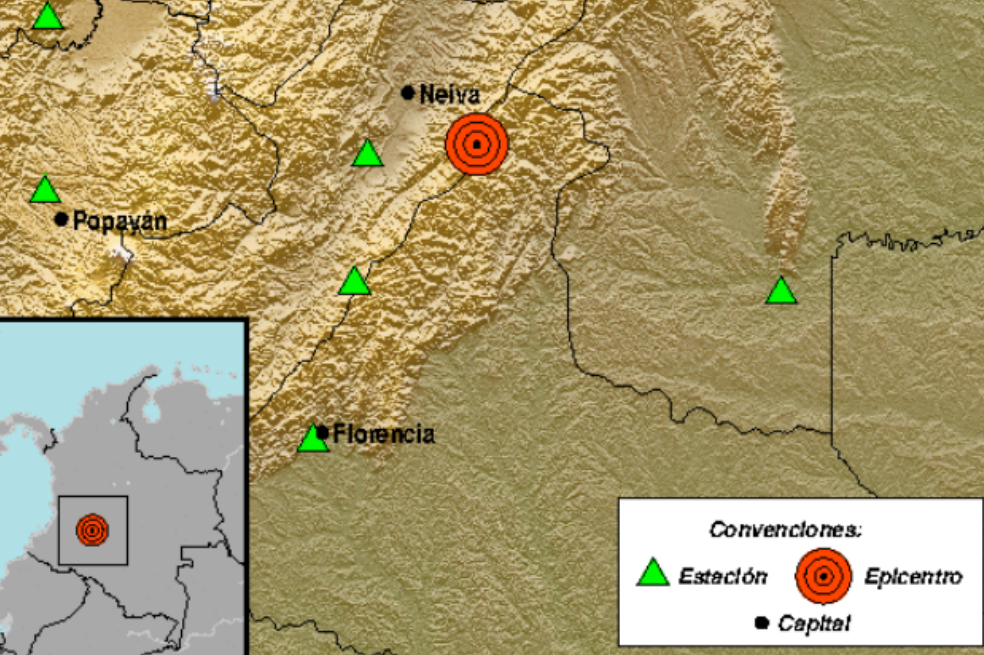 Reportan sismo en San Vicente del Caguán