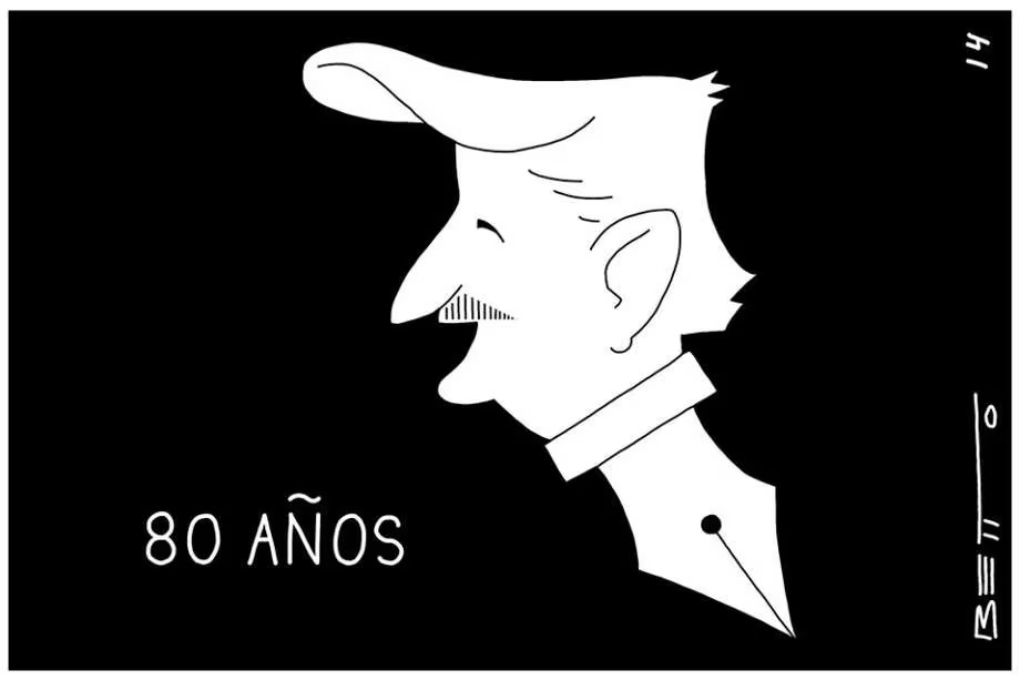 Una de sus piezas se la dedicó a Arles Calarcá, también caricaturista colombiano, a quien considero su maestro y mentor.