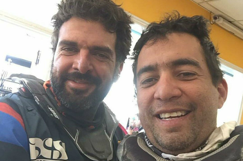 Santiago Bernal y Nicolás Robledo, en la meta del Dakar 2018. / Fedemoto